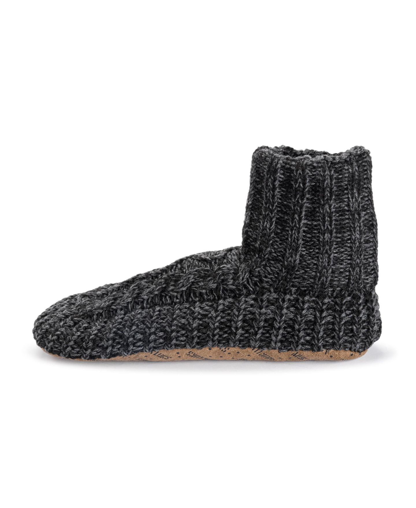 Мужские тапочки MUK LUKS Cabled Boot Acrylic Slippers, цвет: Эбеновый / Серый — фото 6