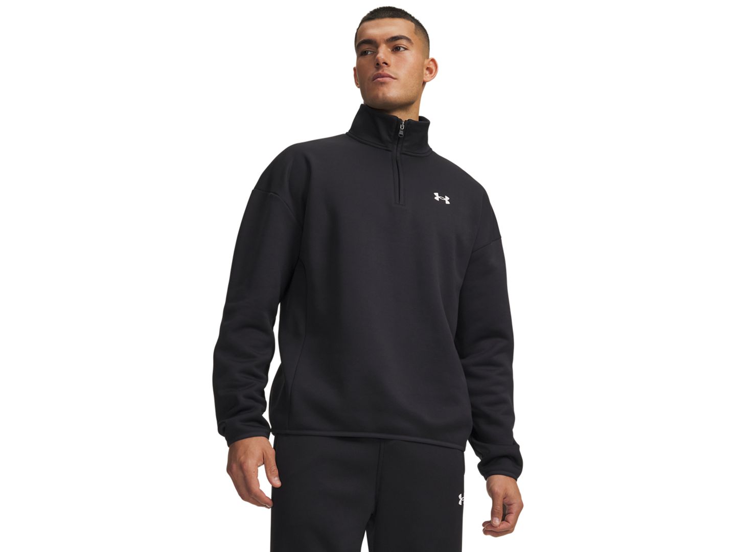 Мужская толстовка Under Armour Armour Fleece, цвет: Чёрный / Белый — фото 1