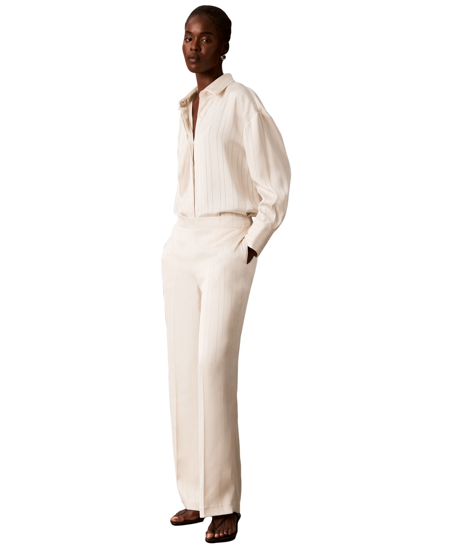 Women's Pull-on Wide-leg Satin Pants