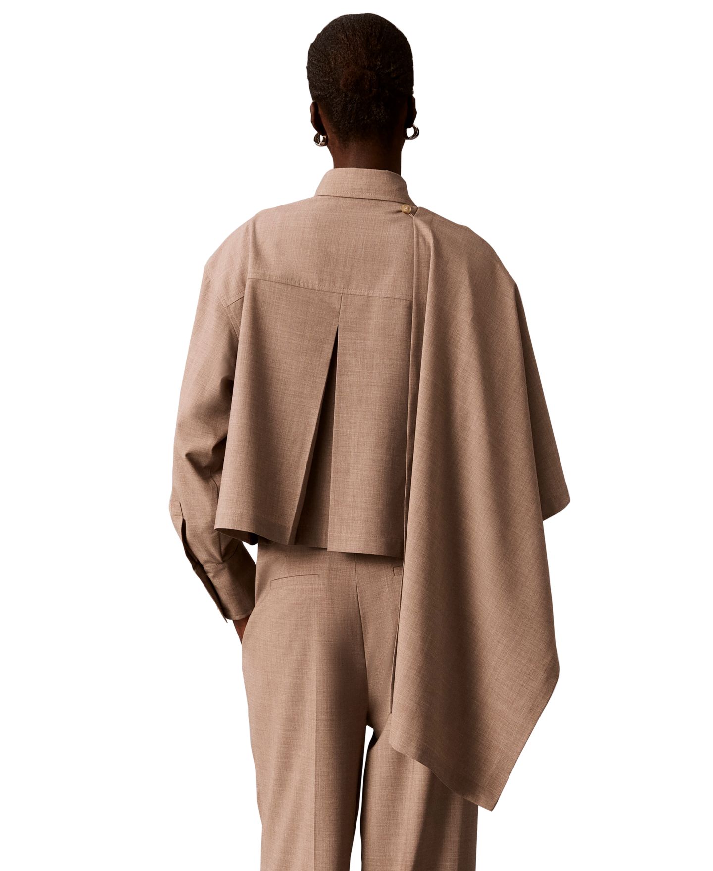 Женская блузка Calvin Klein Long-Sleeve Point-Collar Scarf-Draped Front Blouse, цвет: Железный меланжевый — фото 5