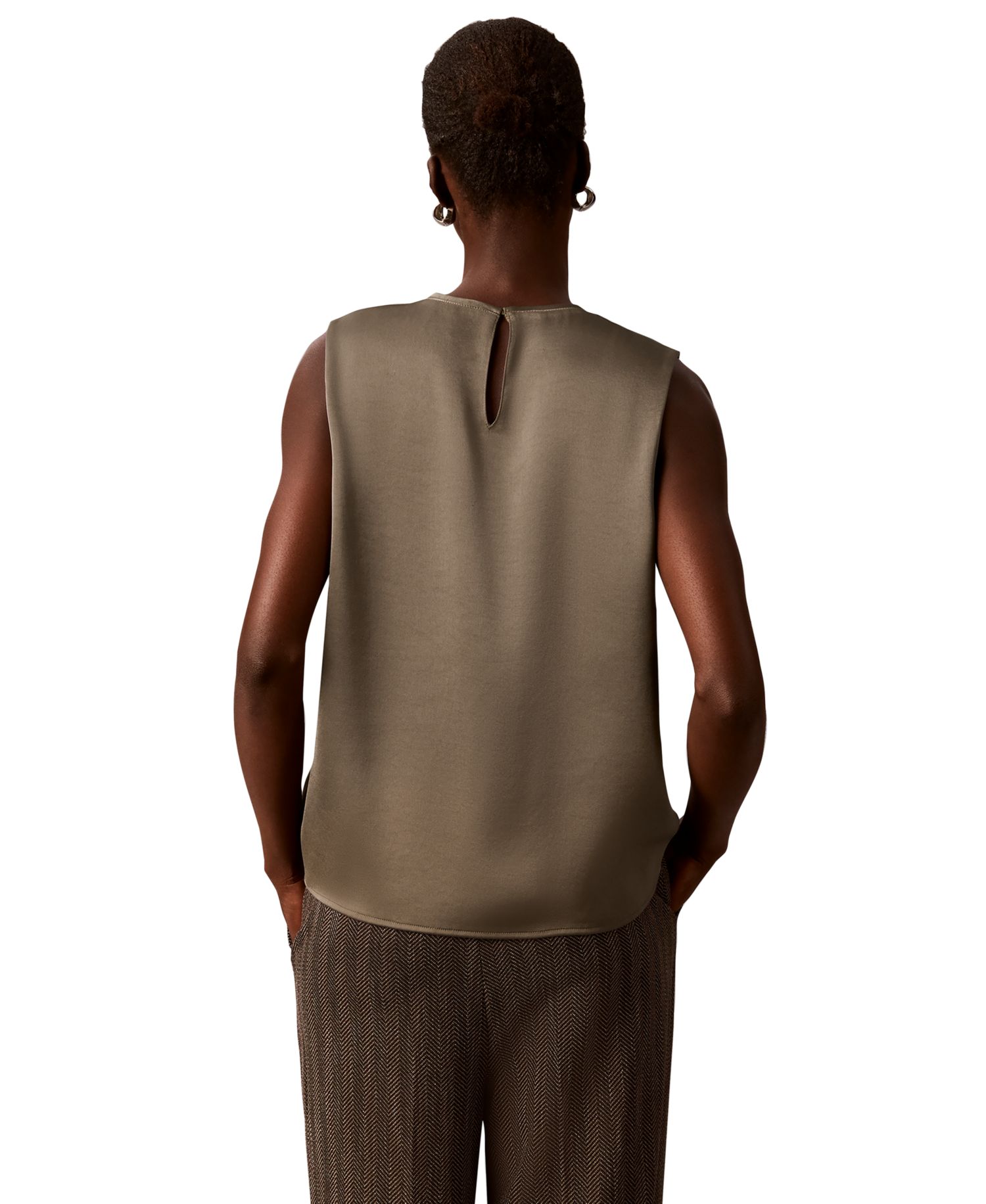 Women's Satin Crewneck Sleeveless Shell