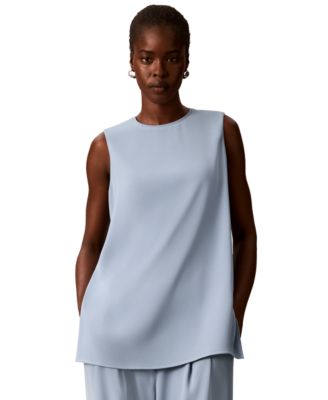 Women's Crewneck Sleeveless Side-Slit Top
