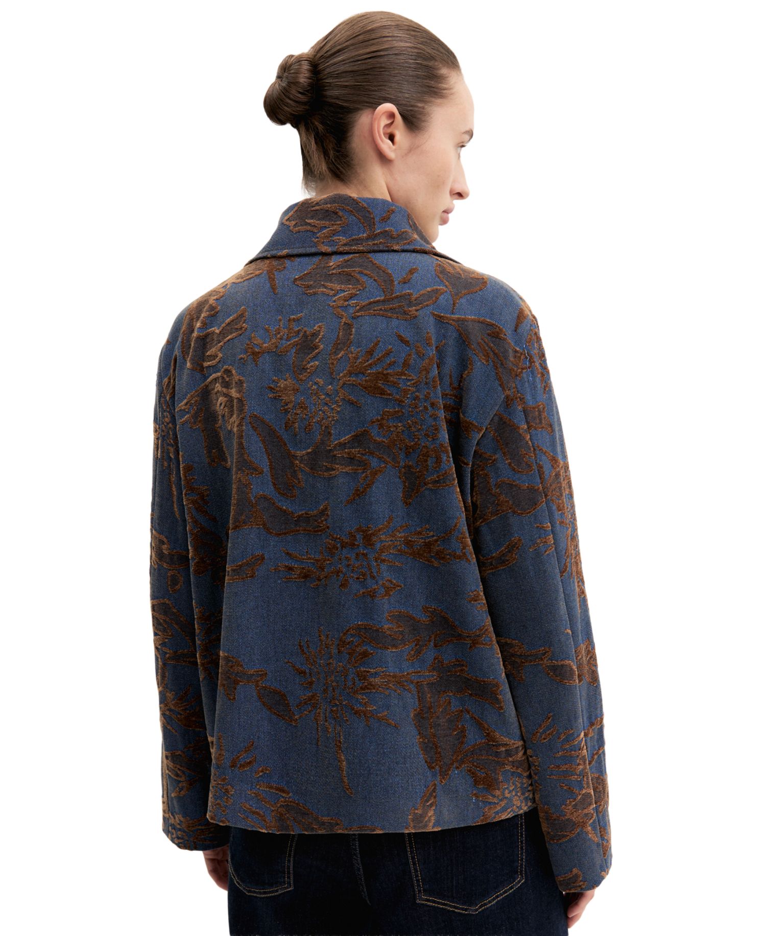 Women's Floral-Pattern Lined Denim Jacket