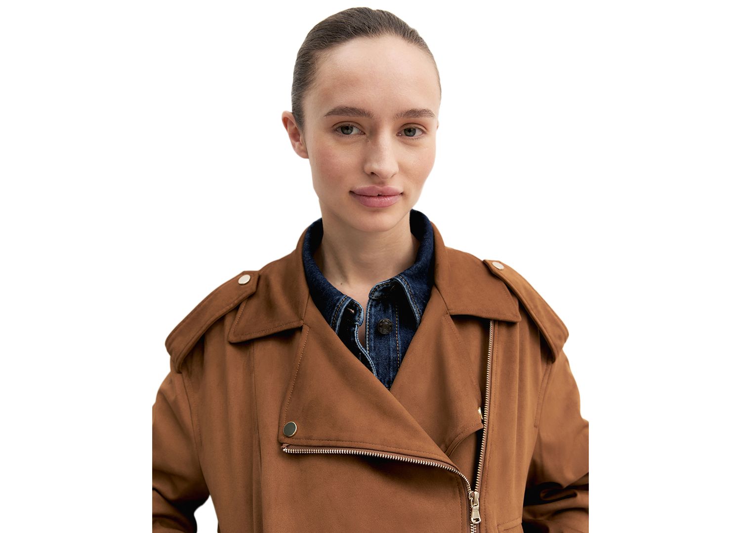 Women's Velvety-Finish Asymmetric-Zip Biker Jacket