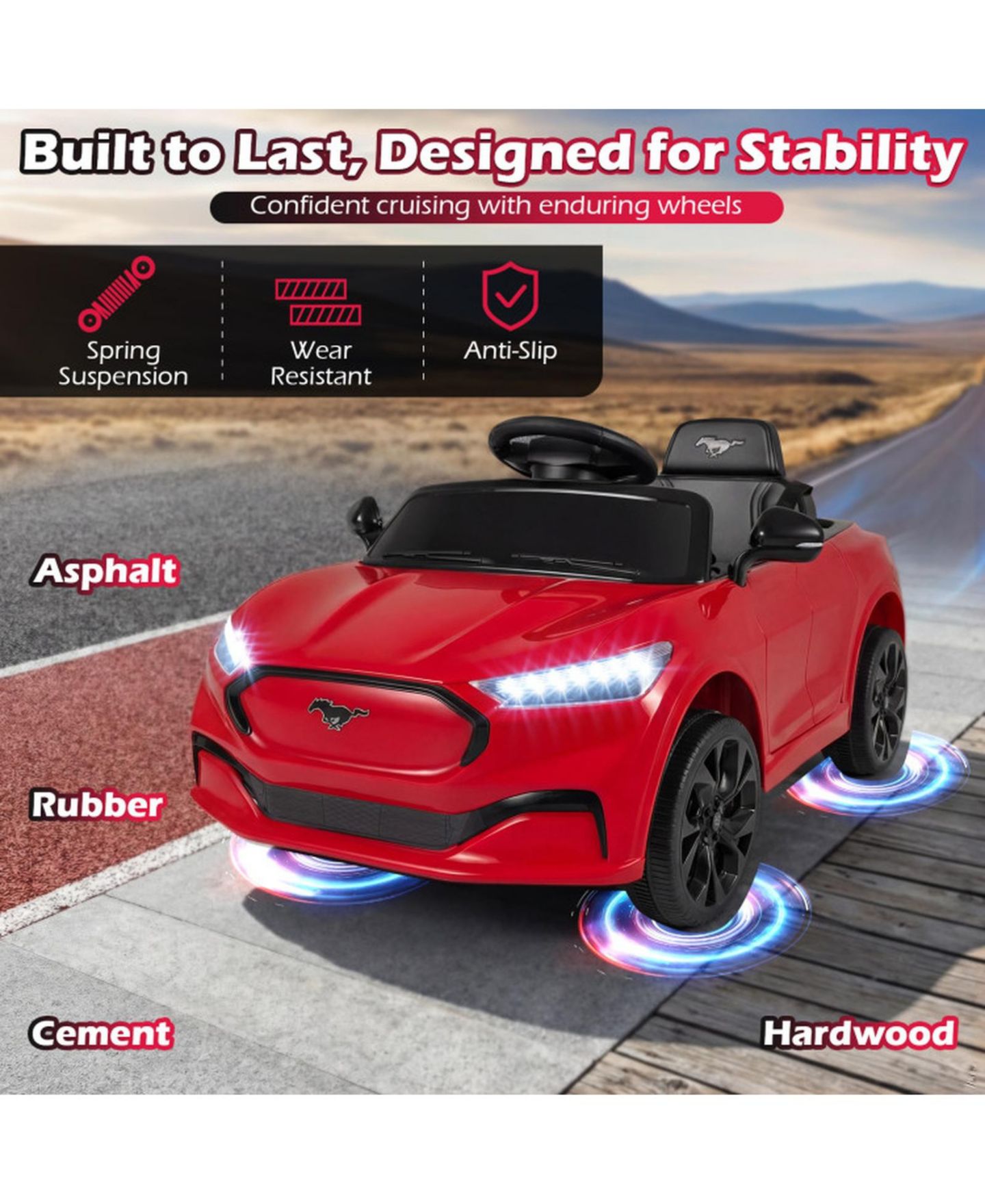 Детская игрушка HONGGE 12V Electric Coupe Ride-On with Parent Control, 36" x 22" x 17", Ages 3-8, цвет: Красный — фото 7