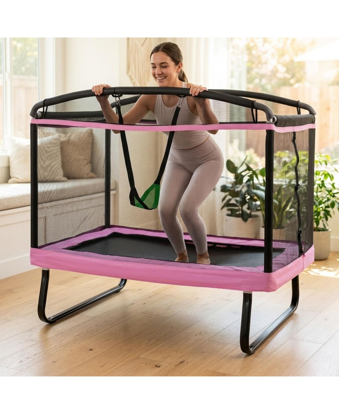 Детская игрушка SUGIFT 6 Feet Kids Trampoline with Safety Enclosure Net and Removable Swing, Ages 3+, цвет: Розовый — фото 3