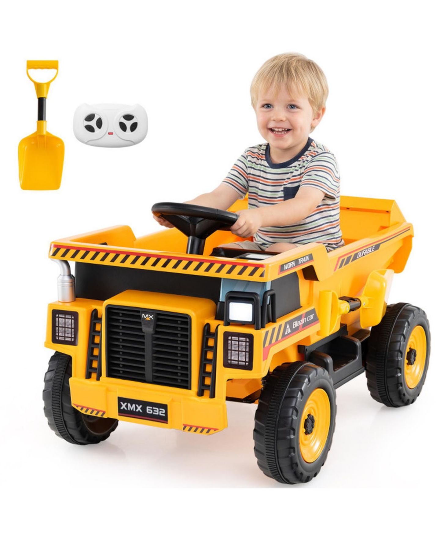 Детская игрушка HONGGE 24V Construction Truck with Remote Control Ride-On, 3–8 лет, цвет: Жёлтый — фото 1