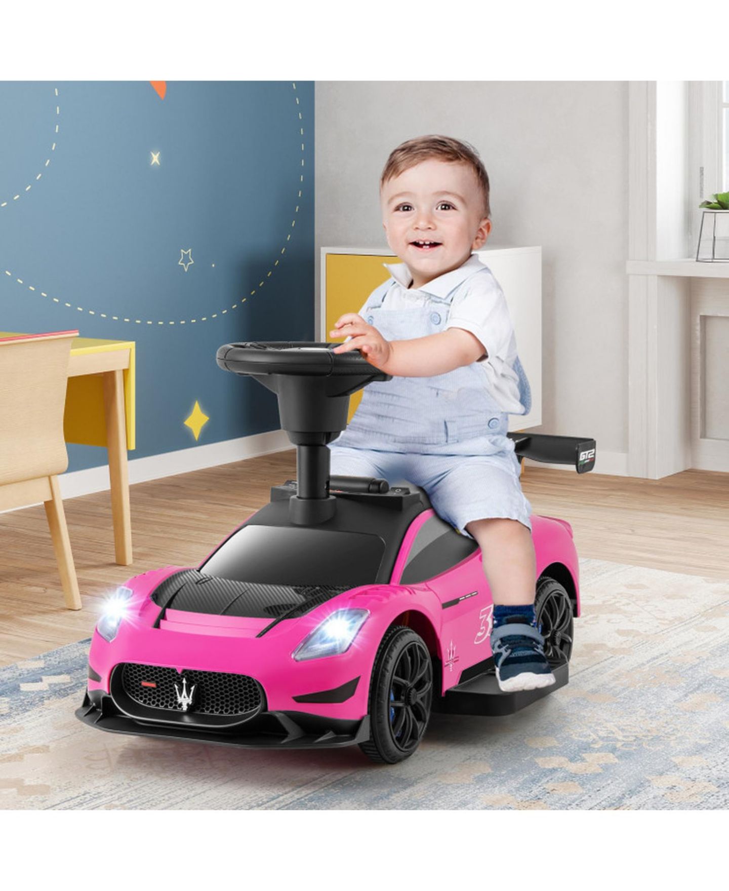 Детская игрушка HONGGE Electric Foot-Pedal Ride-On Car, 26"L x 16"W x 15"H, 55 lbs Capacity, Ages 18 Months to 5 Years, цвет: Розовый — фото 2