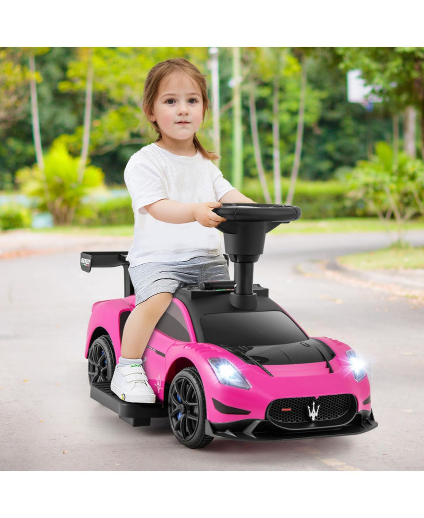 Детская игрушка HONGGE Electric Foot-Pedal Ride-On Car, 26"L x 16"W x 15"H, 55 lbs Capacity, Ages 18 Months to 5 Years, цвет: Розовый — фото 10