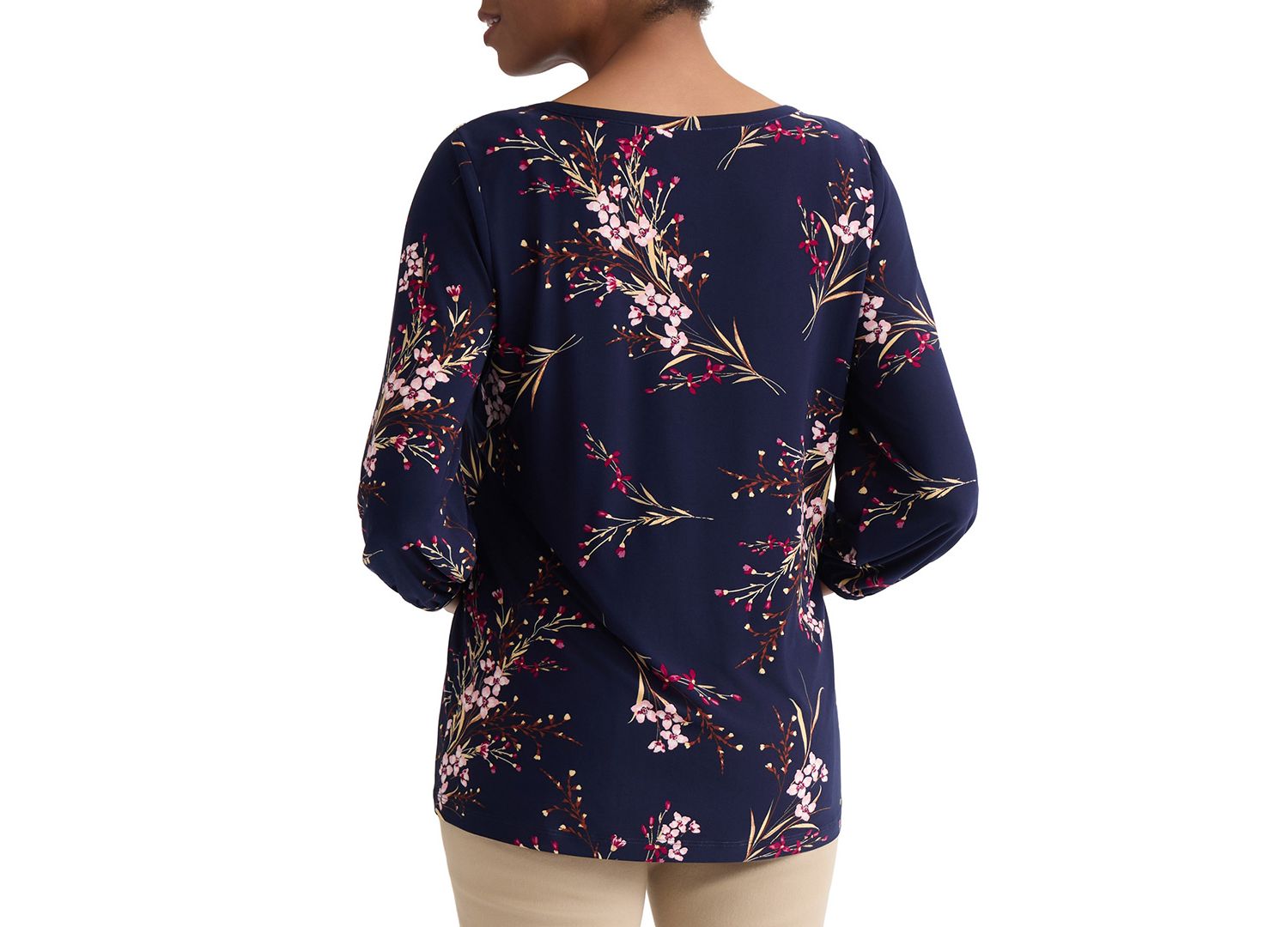 Petite Floral Shoulder-Button Box Top Blouse