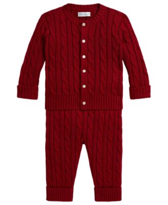 Baby Boys' and Baby Girls' Cable-Knit Cardigan and Pants, 2-Piece Set