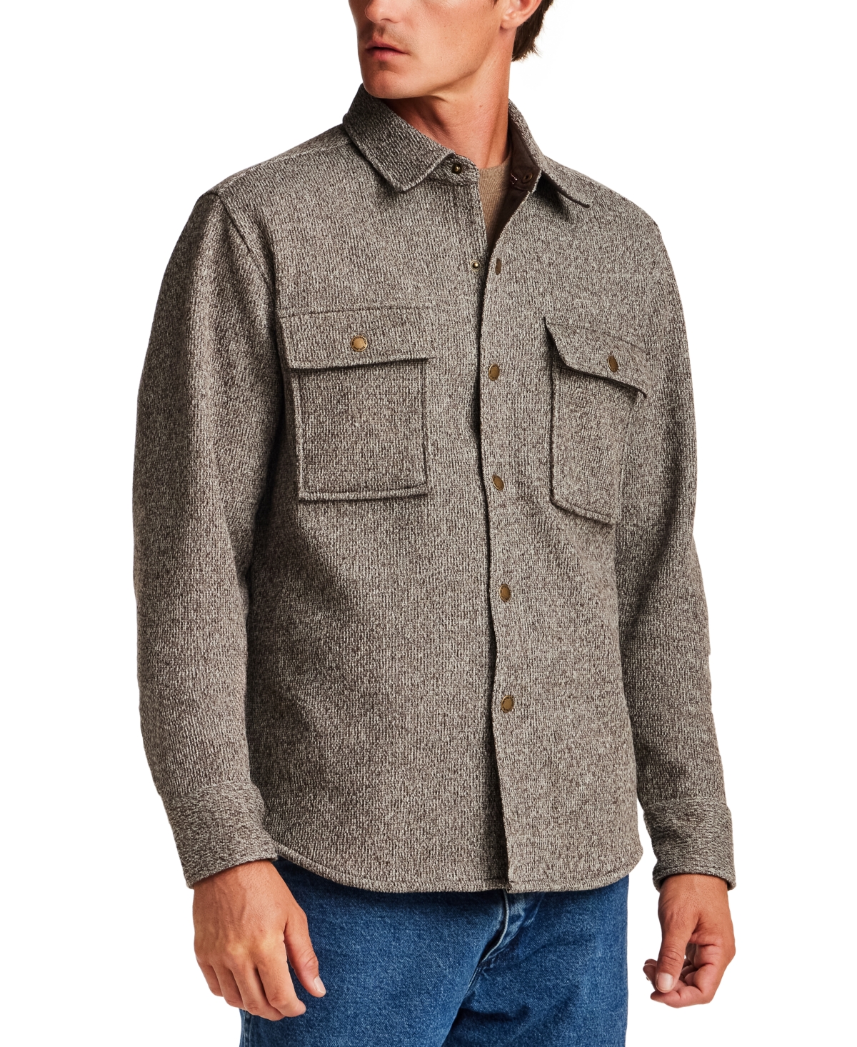Weatherproof Vintage Men's Mixy Knit Long Sleeve Snap-Front Shirt Jacket