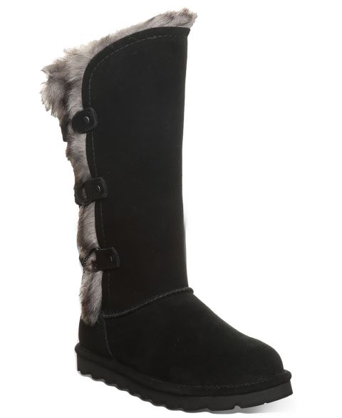 Женские ботинки BEARPAW Emery II Faux Fur Mid Calf, цвет: Чёрный
