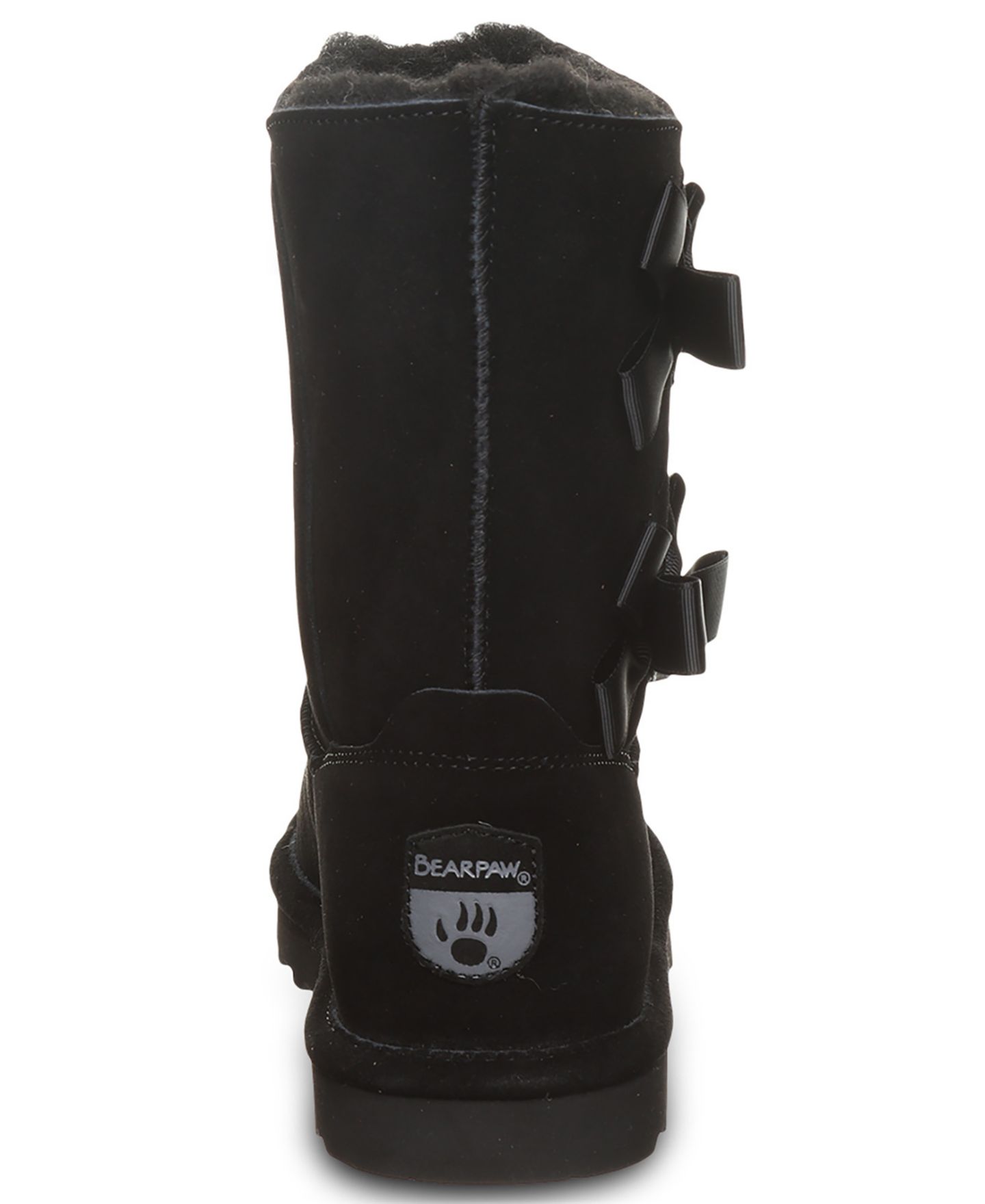 Женские ботинки BEARPAW Zaria Ribbon Bow Detail Mid-Calf, цвет: Чёрный — фото 3