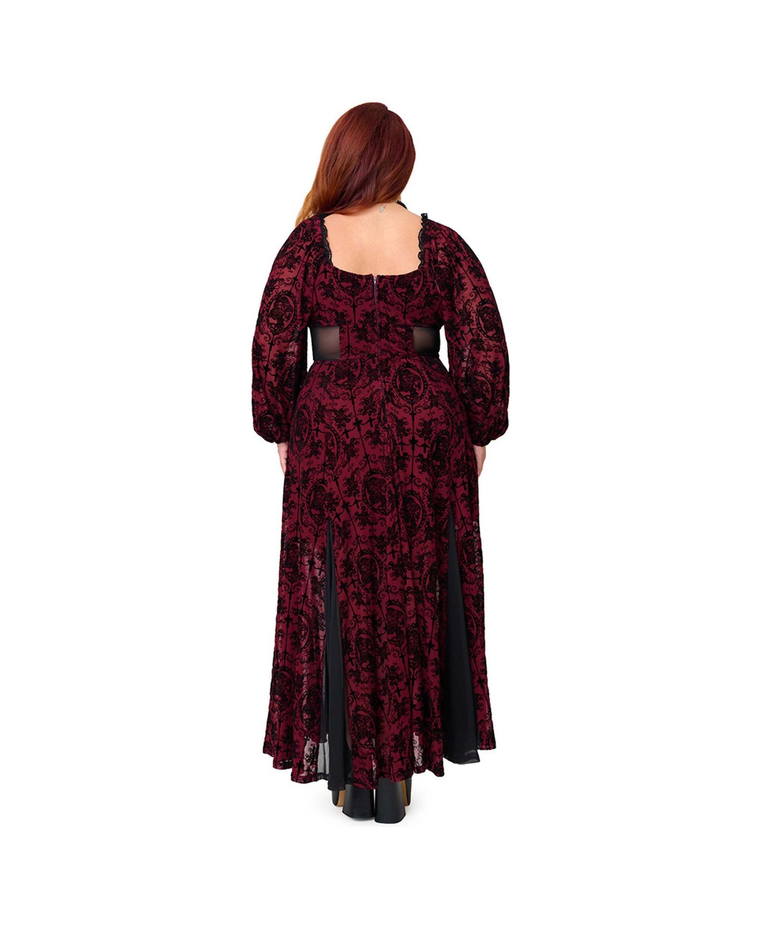 Plus Size Sheer Spiderweb Godet Maxi Dress
