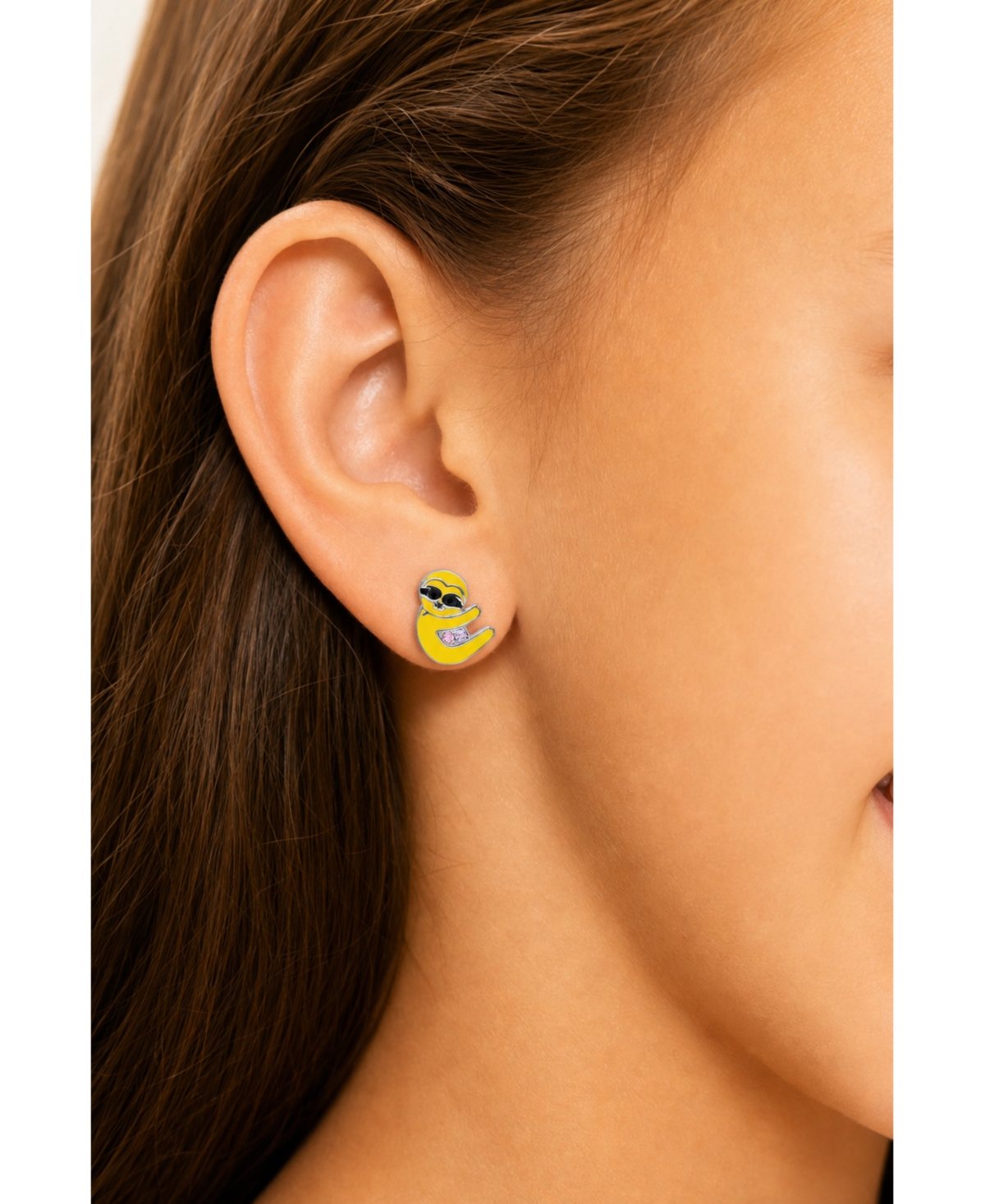 Chanteur Kids Sunglasses Smiley Face Hypoallergenic Earrings for Girls with Surgical Titanium Screwbacks