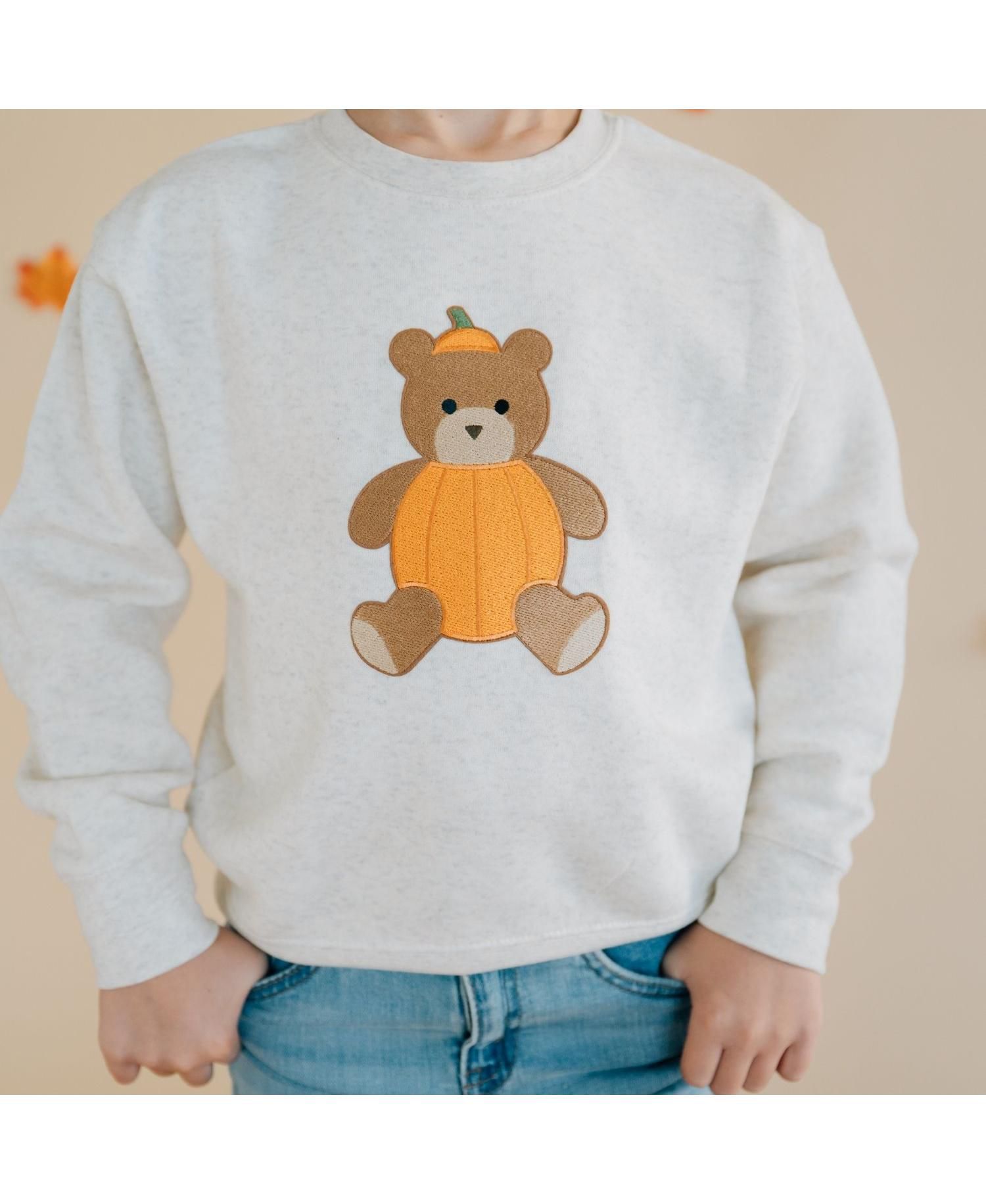 Little Boys (5-8) Pumpkin Teddy Bear Patch Sweatshirt