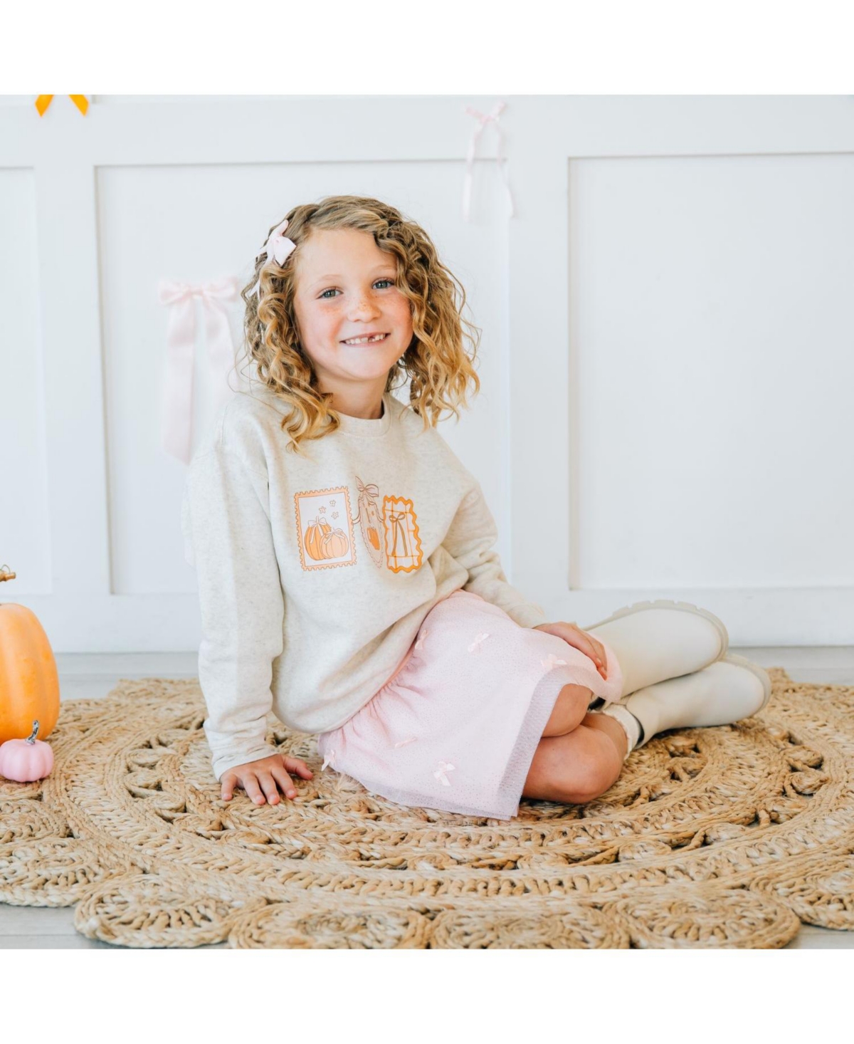 Sweet Wink Big Girls Pumpkin Cameo Sweatshirt