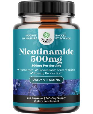 Vitamin B3 Niacinamide 500milligram Capsules - Mitochondrial Energy and Potent Skin Supplement