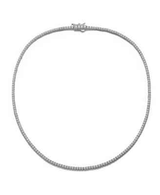 Elegant White Gold Plated Radiant 2MM CZ Slim Tennis Necklace