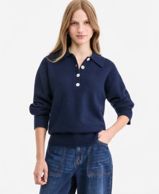 Women's Long-Sleeve Polo Sweater, Macy's Exclusive