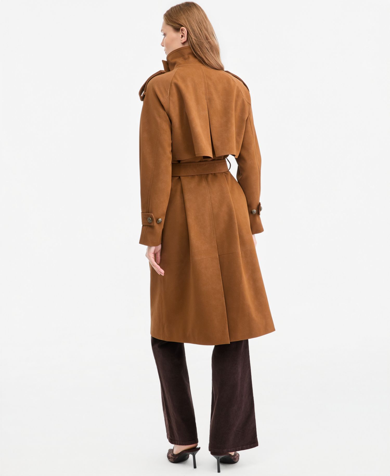 Women's Natalie Double-Breasted Faux Suede Trench Coat
