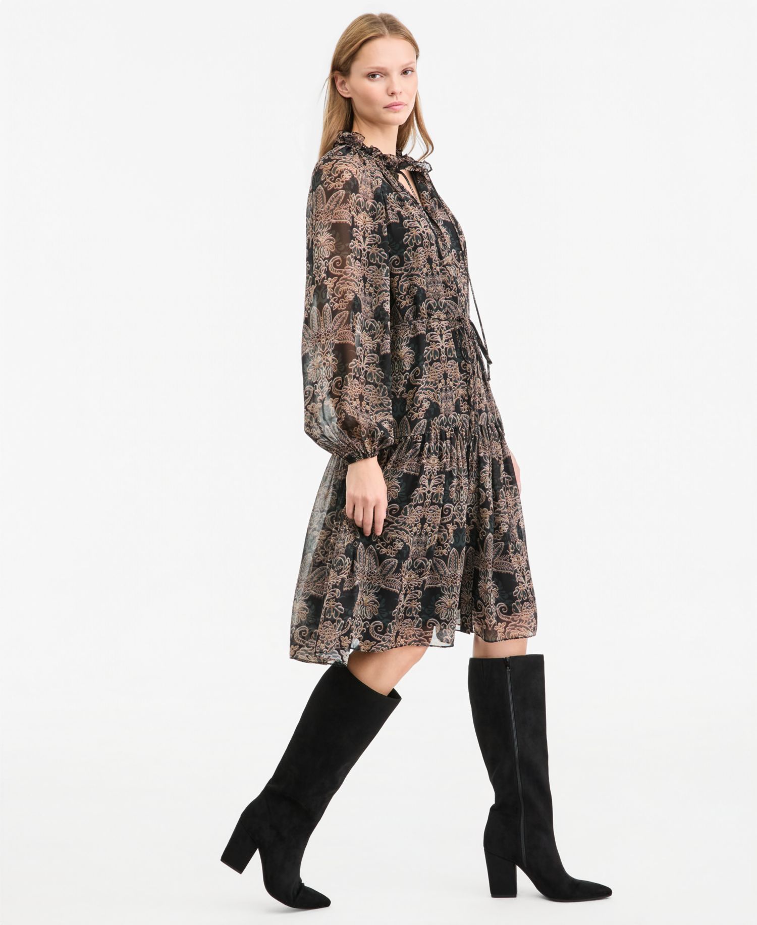 Women's Alli Long-Sleeve Tiered Ruffle Dress, Macy's Exclusive