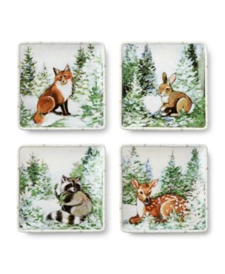 Winter Cabin Dessert Plates, Set of 4