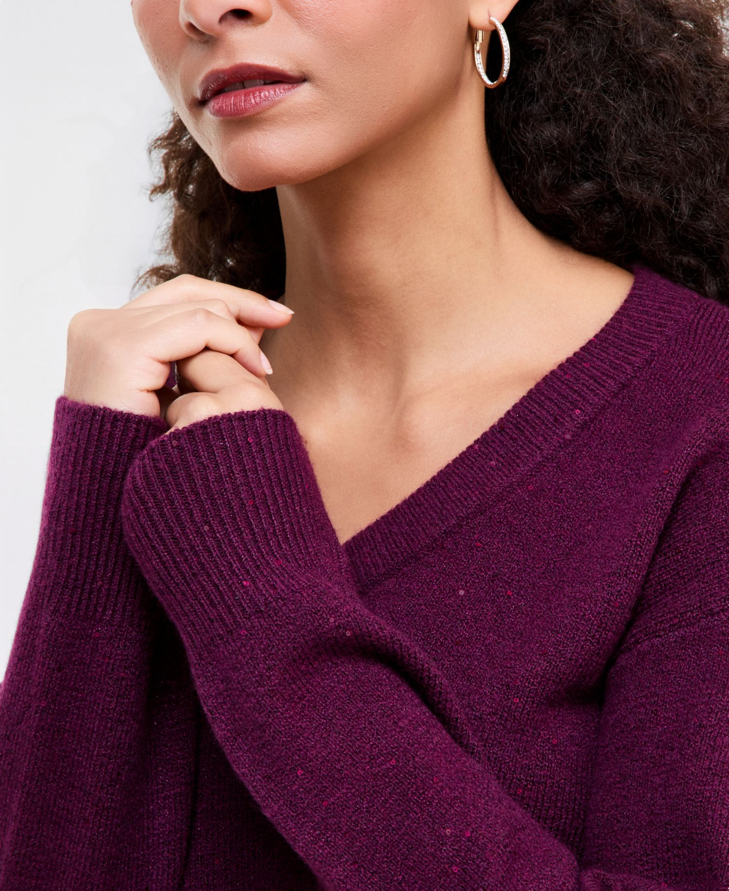Women's Roving Sequin Long-Sleeve Loose-Fit Sweater