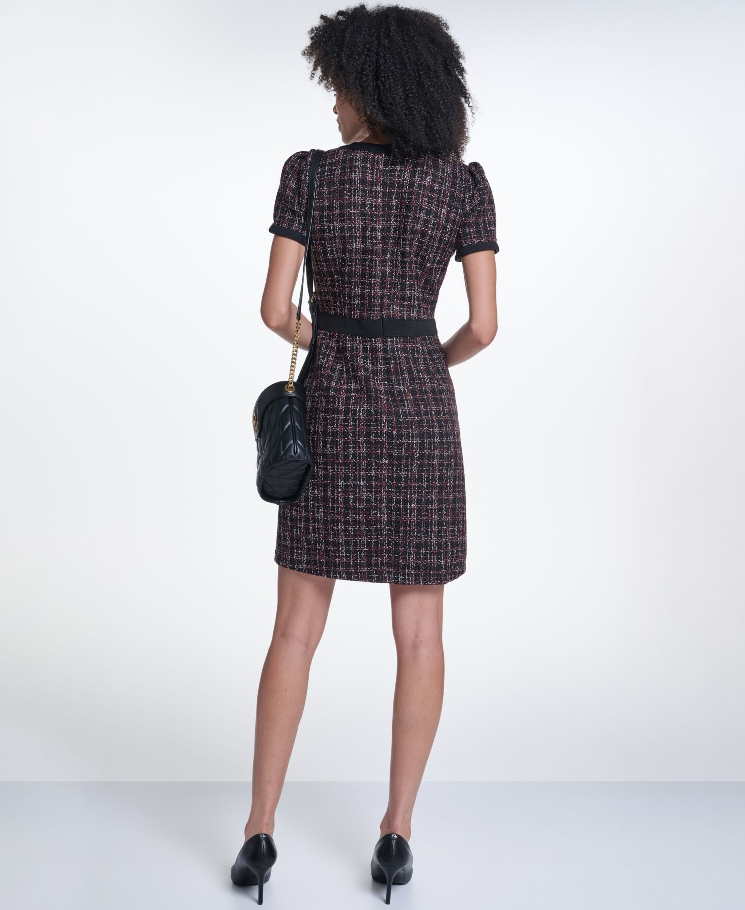 Women's Tweed Contrast-Trim Sheath Dress