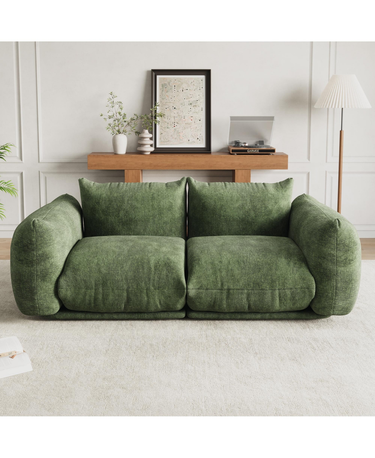 homfan Loveseat Sofa, Cloud Couch with 23.2" Deep Seat, Chenille Fabric Modern Sofa Set with High Resilience Sponge for Living Room, Apartment