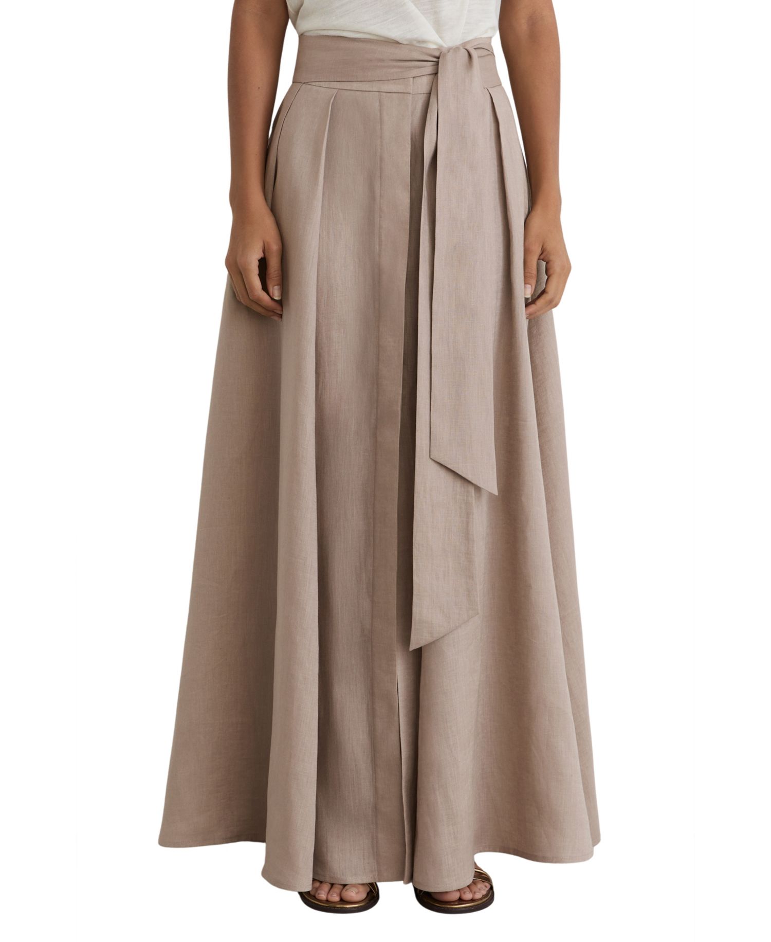 Women's Jackie Linen High-Waisted Pleated Maxi Skirt