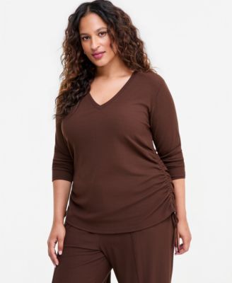 Plus Size Side-Shirred Top