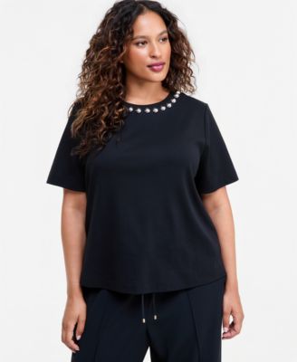 Plus Size Embellished Boxy T-Shirt