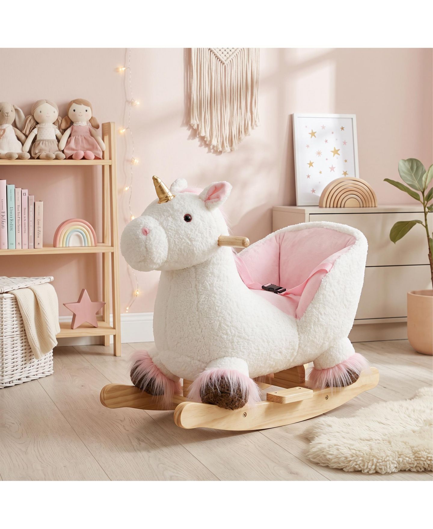 Детская игрушка Qaba Unicorn Baby Rocking Horse with Realistic Sound, 55 lb. Capacity, Ages 1+, цвет: Белый — фото 8