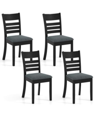 Wooden Upholstered Kitchen Chairs Set of 4 with Curved Slat