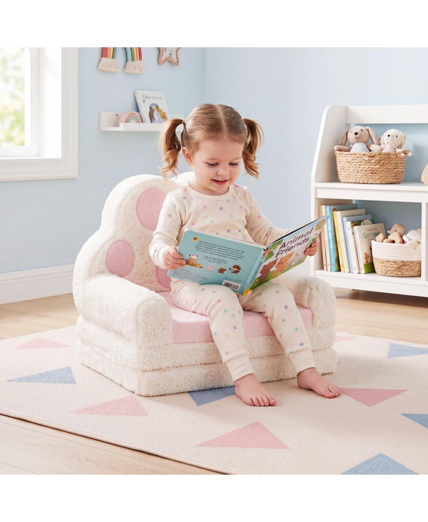 2-in-1 Convertible Kids Sofa and Lounger with Removable Washable Cover