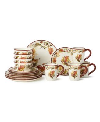 Autumn Meadows 16-Piece Stoneware Dinnerware Set, Service for 4