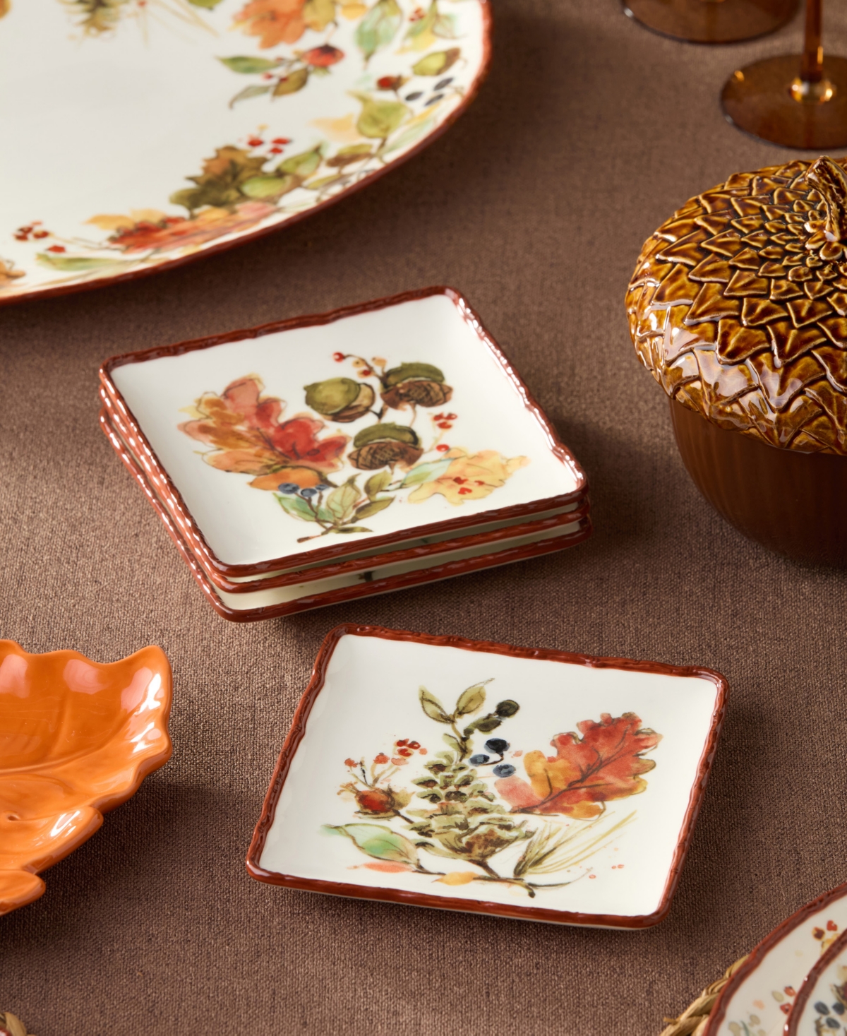 Certified International Autumn Meadows Canape Plates, Set of 4