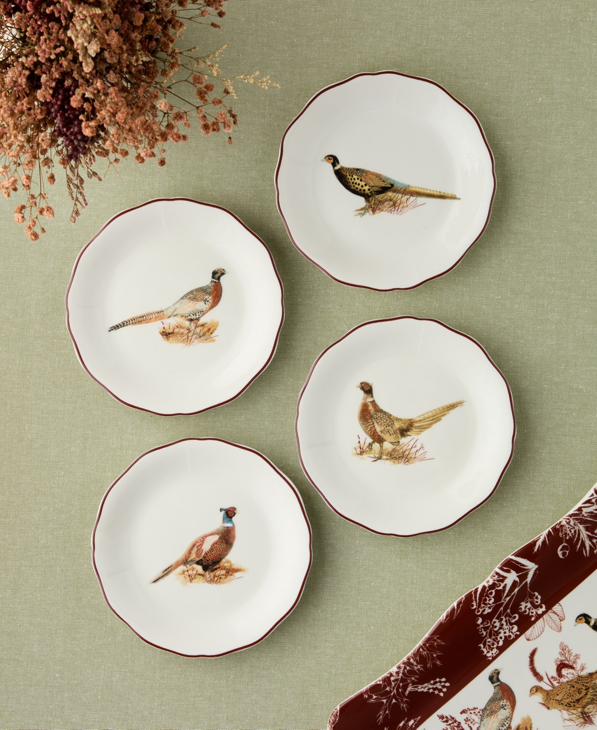 Certified International Pheasant Grove Canape Plates, Set of 4