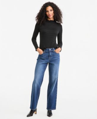 Women's Mid-Rise Relaxed Straight-Leg Denim Jeans