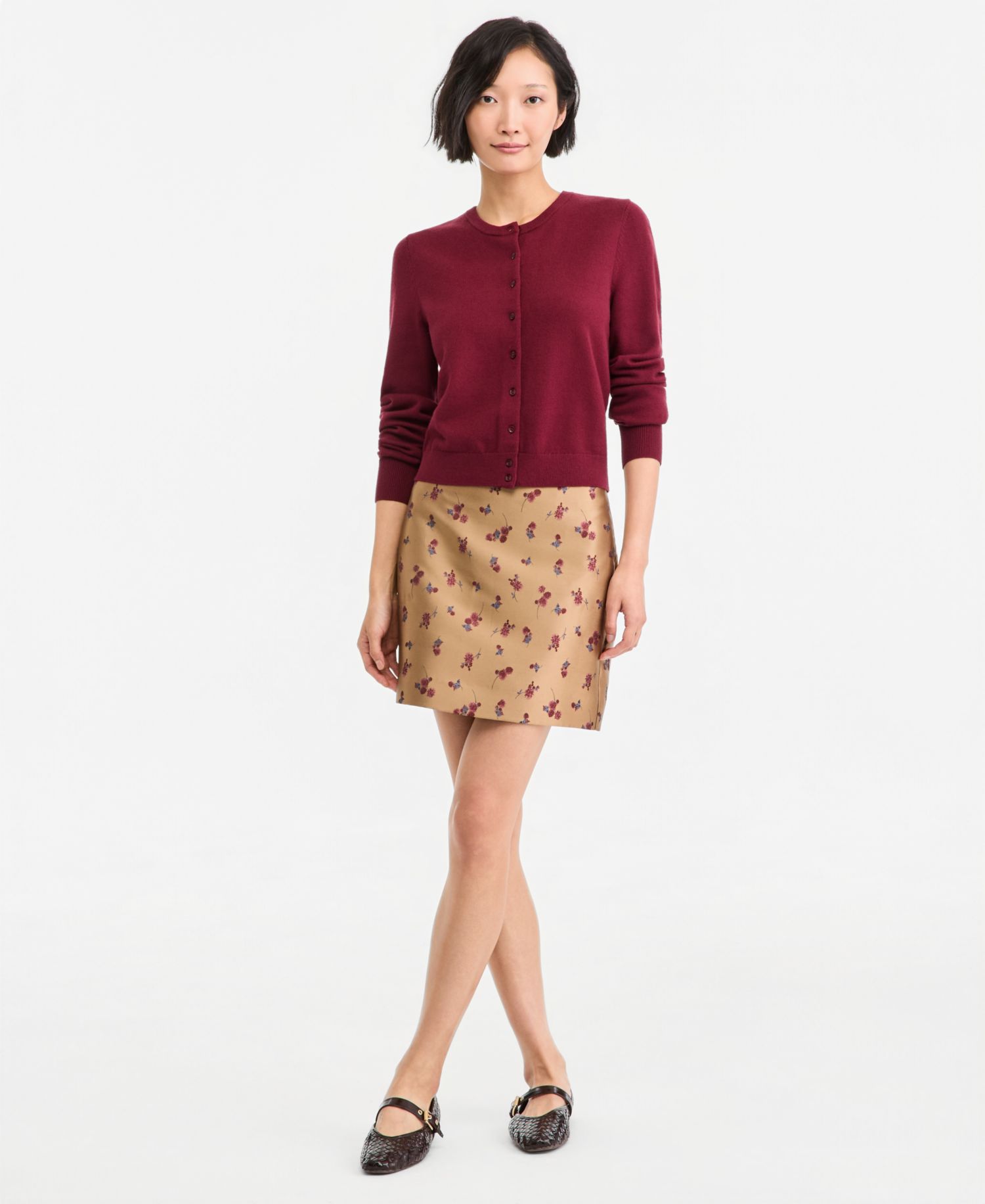 Women's Crewneck Long-Sleeve Cropped Cardigan