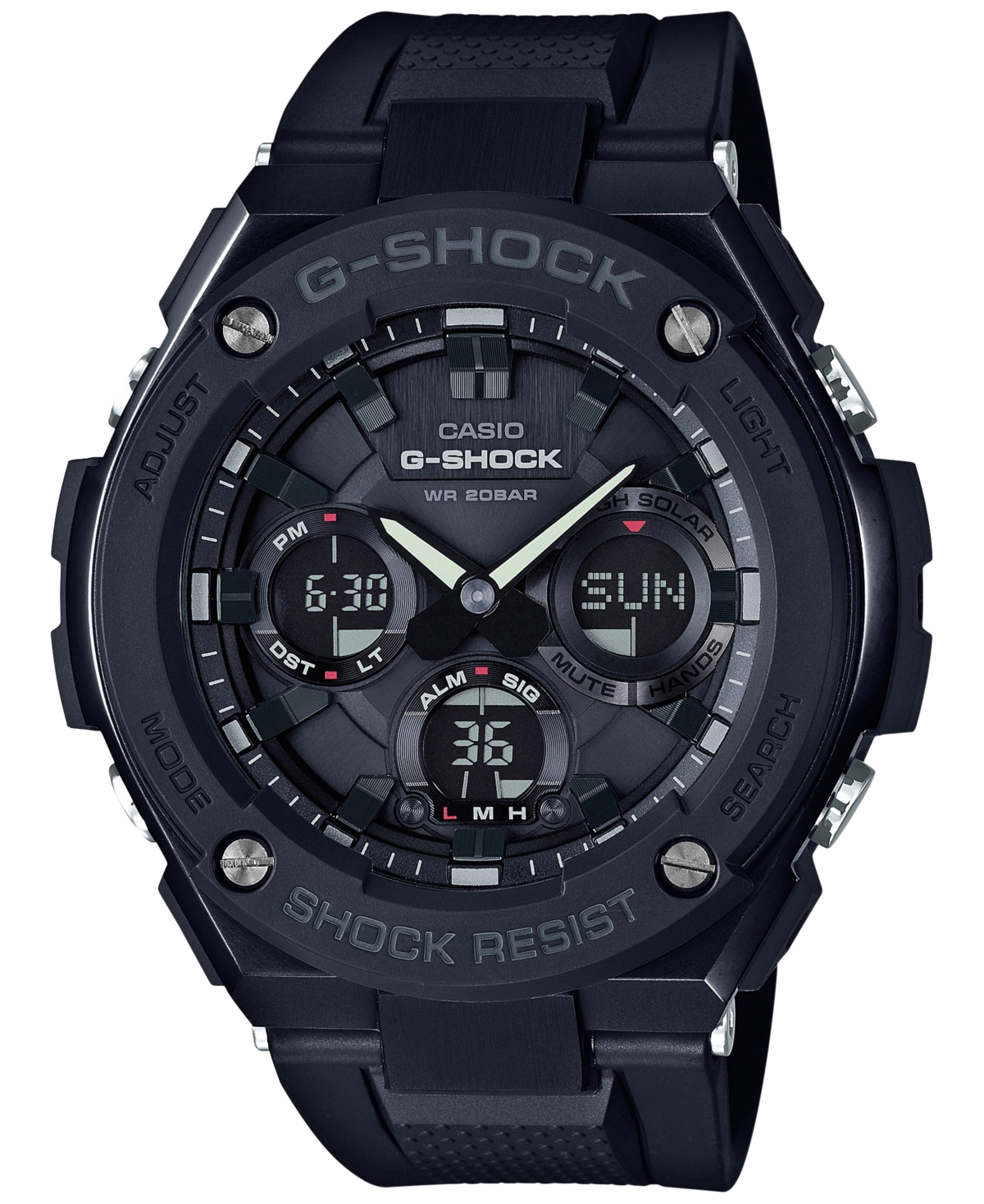 Men's Analog-Digital Black Ip with Black Resin Strap G-Steel Watch 51x53mm GSTS100G-1B - Black
