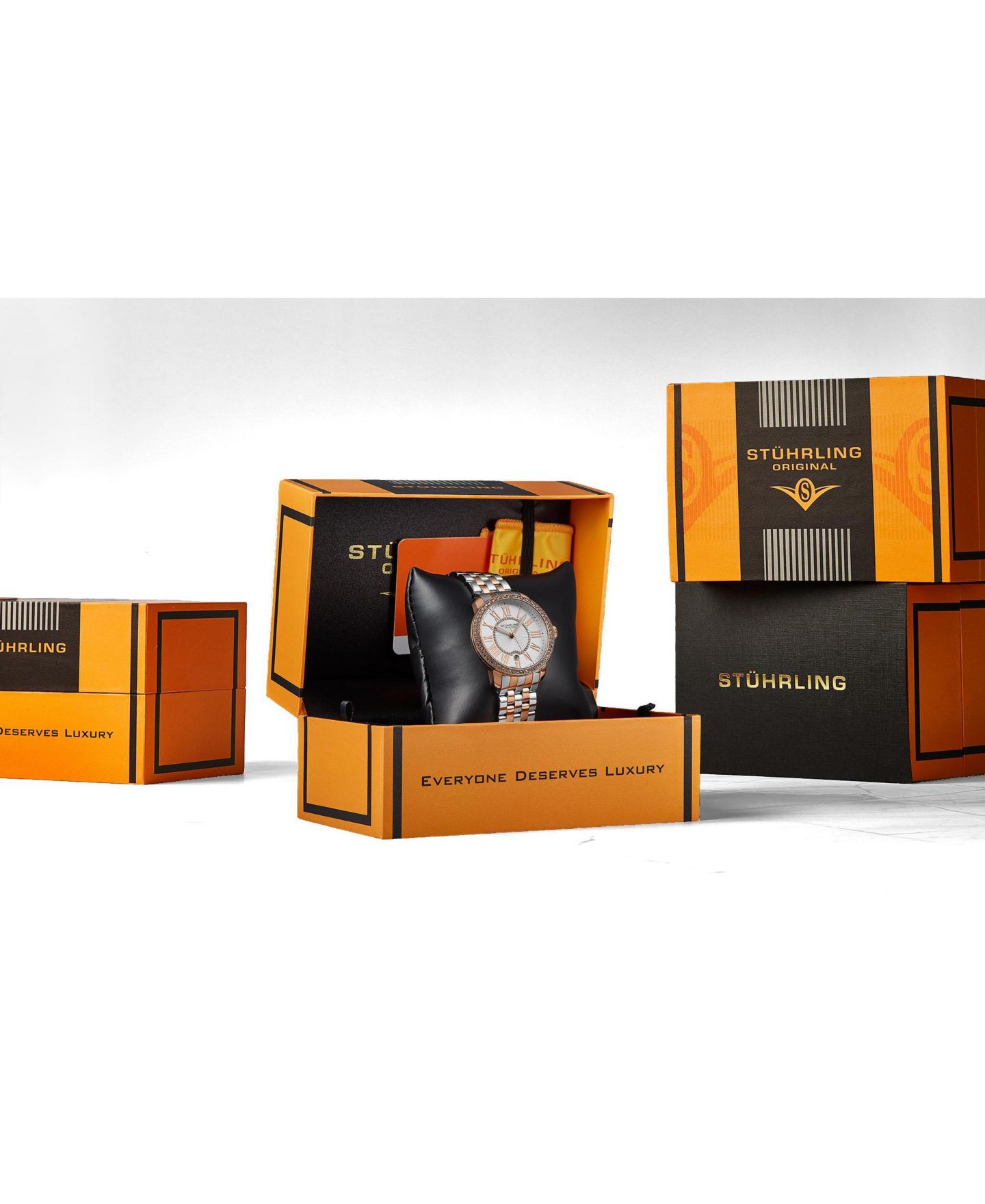 Женские часы Stuhrling Original Celestia с кристаллами, двухцветная сталь, 38 мм, цвет: Двухцветный розовый — фото 2