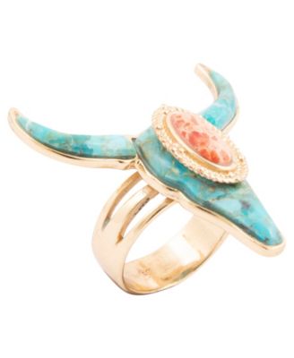 Longhorn Blue Turquoise Metal-tone Ring