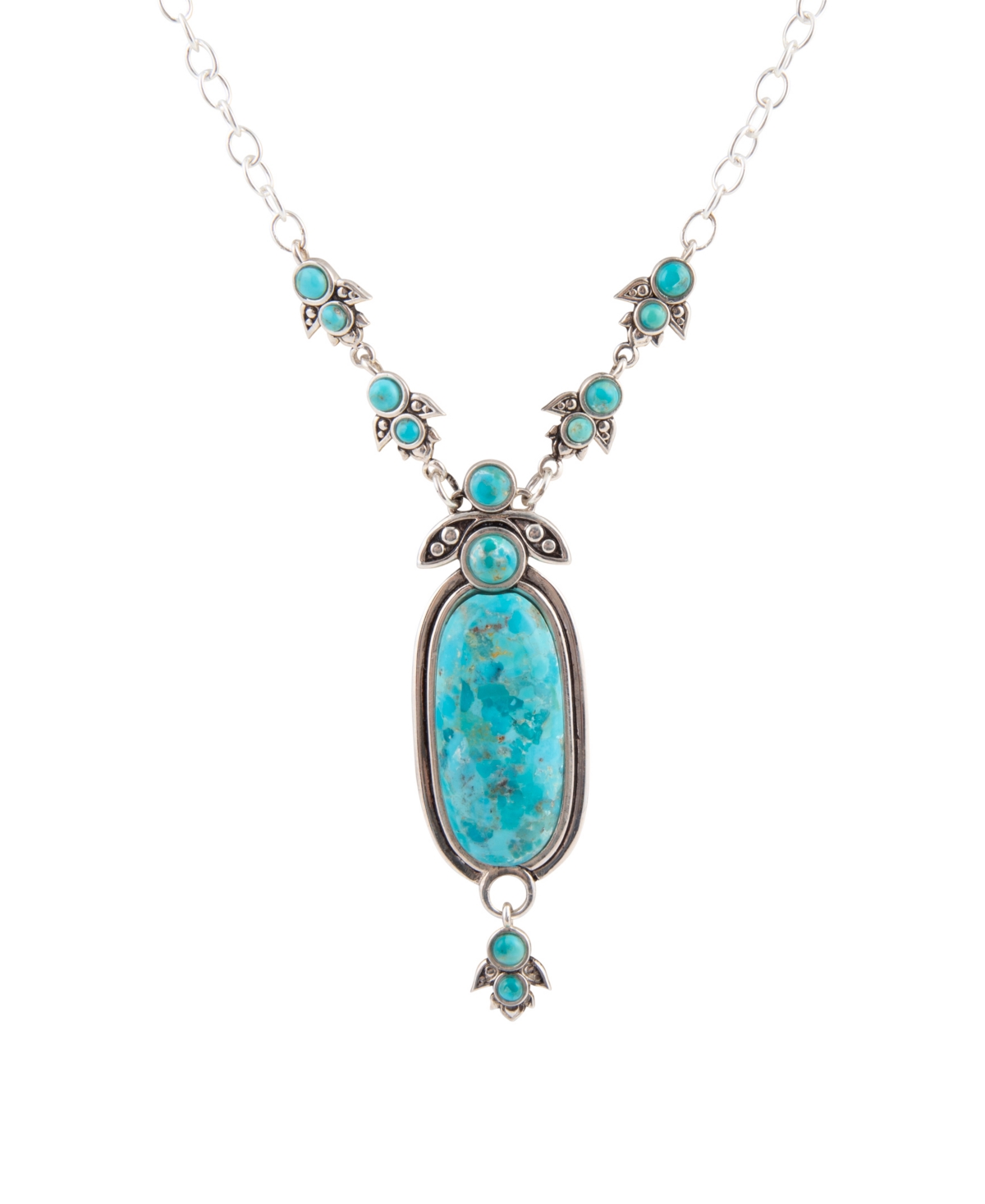 Barse Emile Silver And Blue Turquoise Pendant Necklace