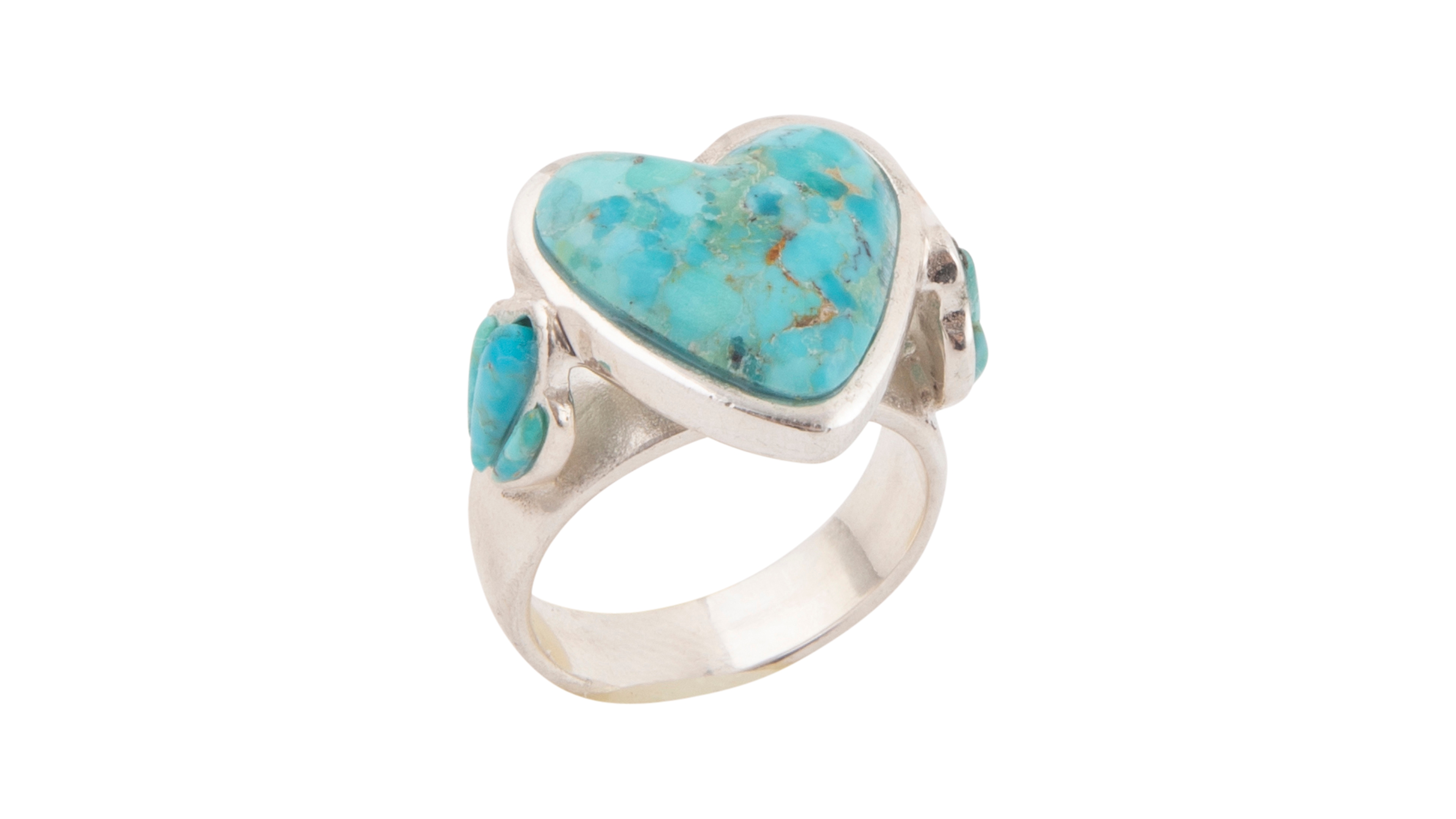 Barse Blue Turquoise Heart Silver Statement Ring