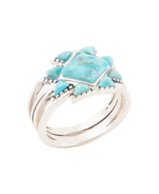 Sharp Blue Turquoise and Silver Ring