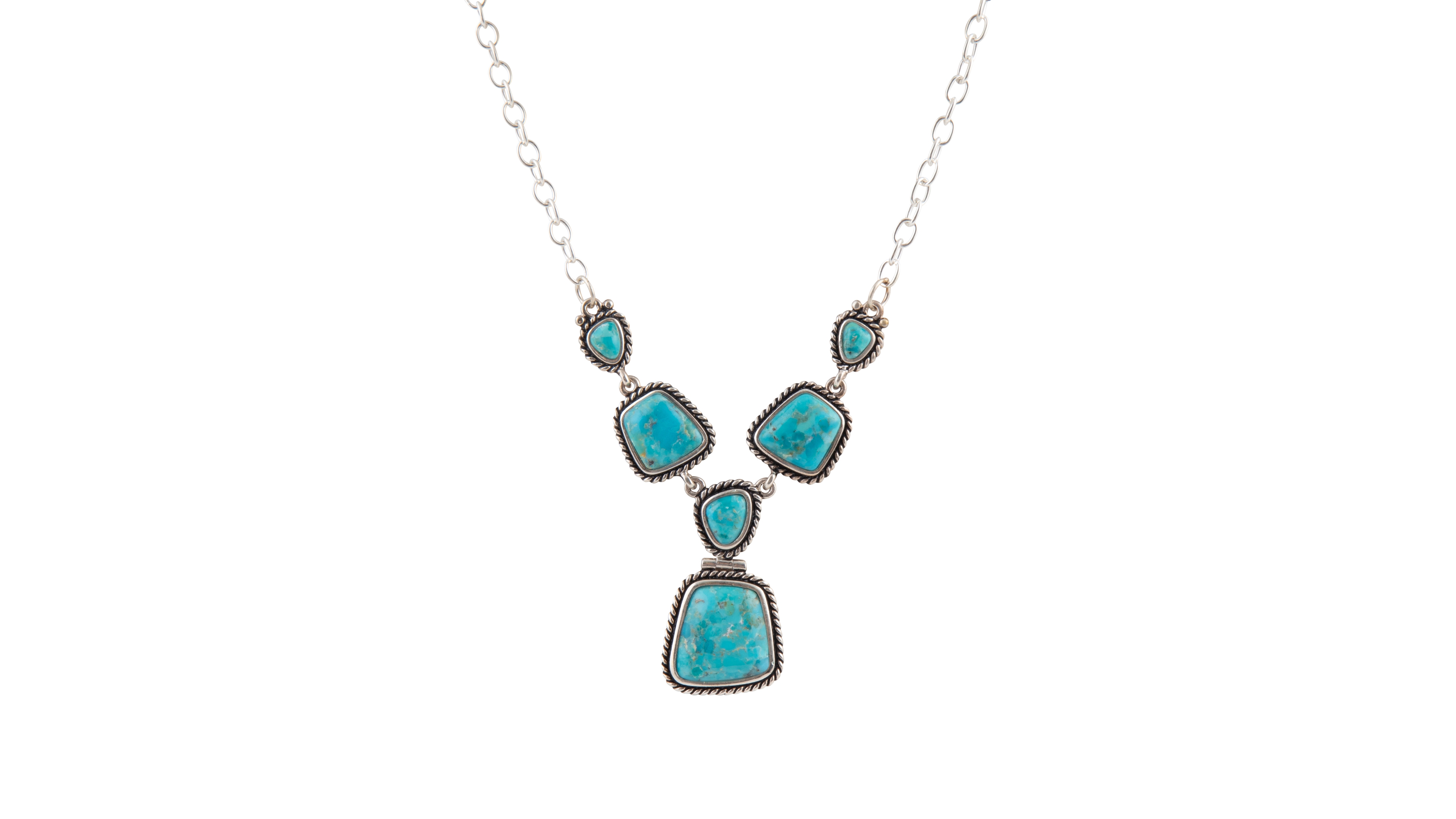 Barse Earth and Sky-Blue Turquoise Silver Necklace