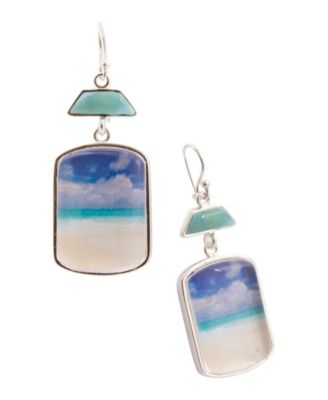 Scenic Beach Blue Larimar and Silver Drop Earrings